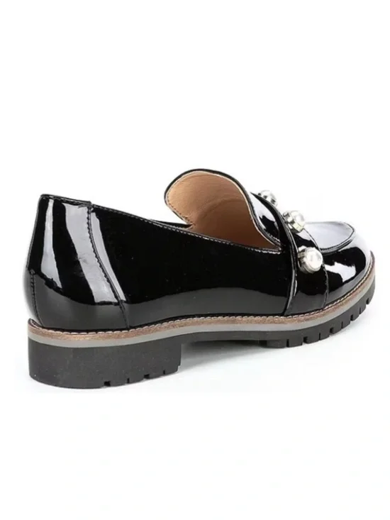 Alex Marie Garnella Patent Leather Pearl Embellished Loafers - Picture 4 of 9